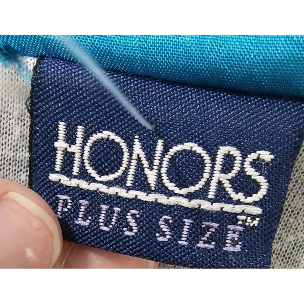 Honors Plus Size Vintage Turquoise Lined Nylon Track Full Zipper Jacket - Picture 5 of 9